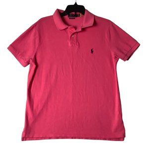 Polo Ralph Lauren Hot Pink Polo Shirt Men Size XL 100% Cotton Slim Fit Mesh